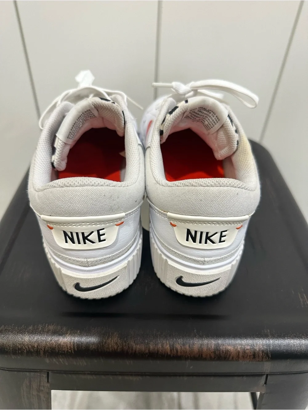 Nike White Platform Sneakers with Bright Red Swoosh